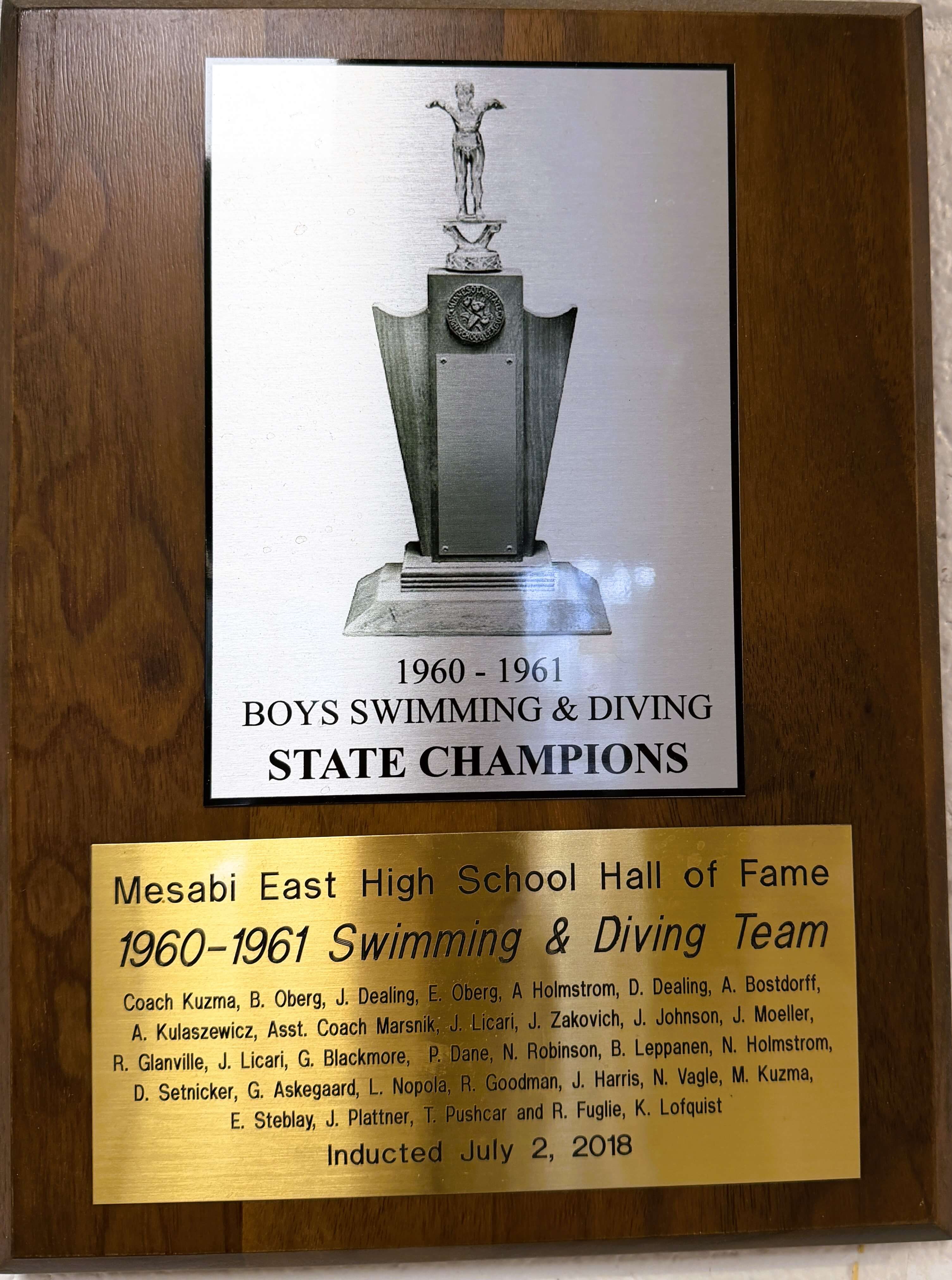 1960-1961 Boys Swimming & Diving Team